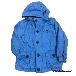 Old Navy Blue Chino Jacket Sz 4T Spring Coat Button Down Hooded